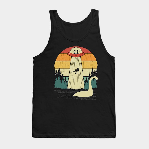 Bigfoot Ufo Abduction Loch Ness Monster Tank Top by Tesszero